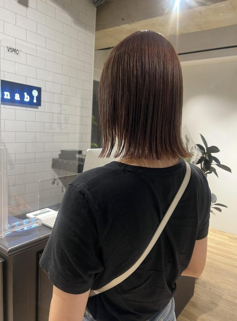 切りっぱなし×ピンクブラウン