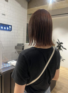 切りっぱなし×ピンクブラウン